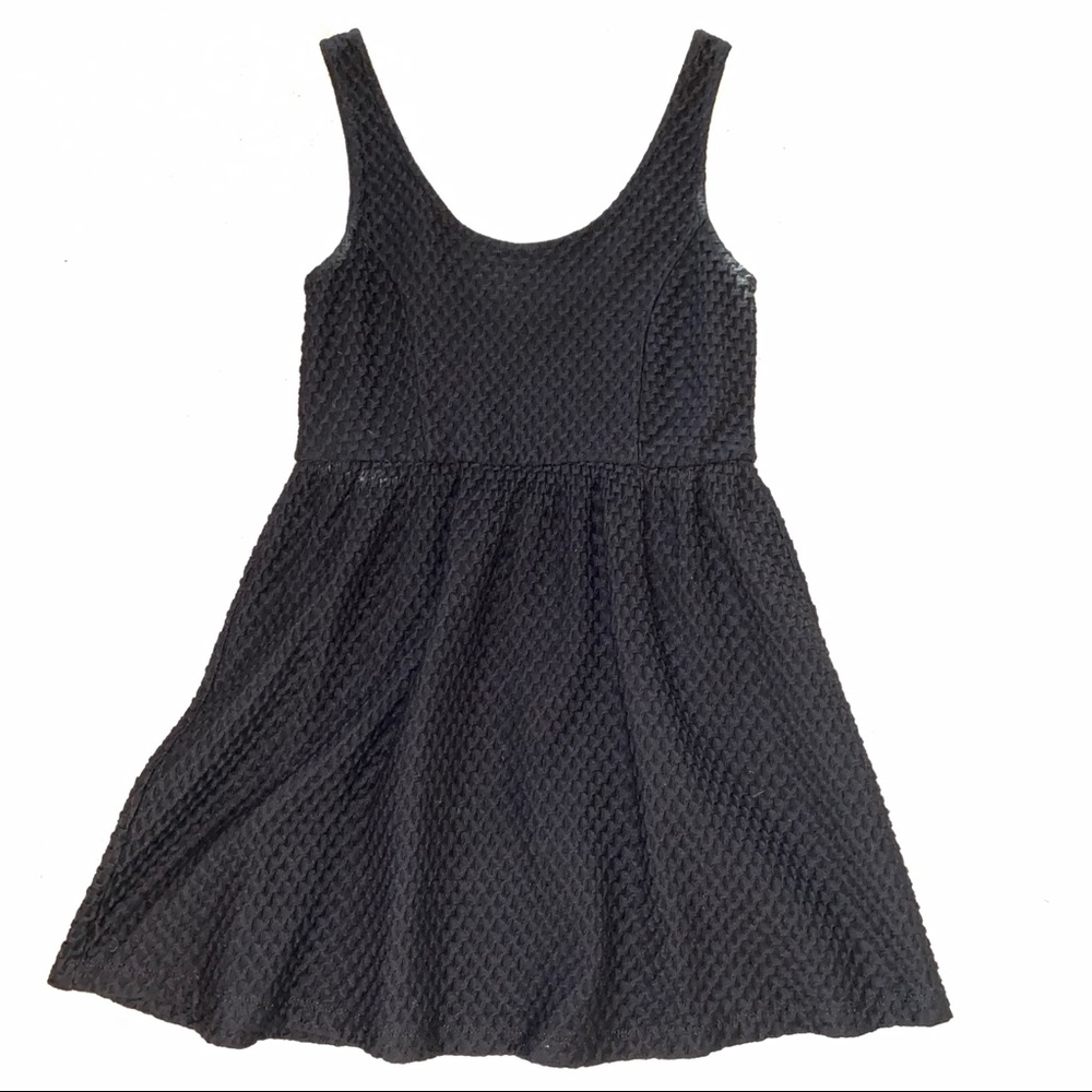 Forever 21 Black Waffle Knit Tank Skater Dress